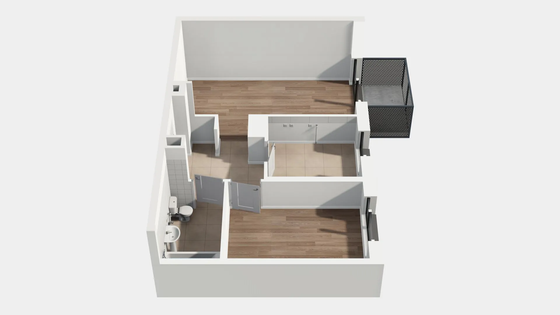 Widok 3D mieszkania D1.2.8